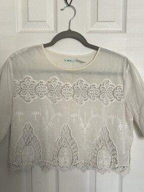 Kimchi Blue White Lace Cropped Top Urban Outfitters